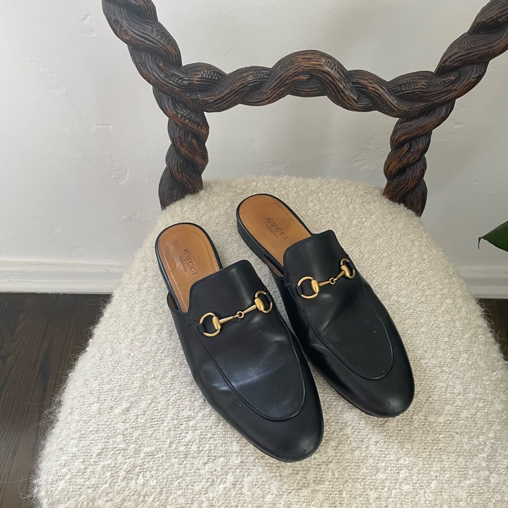 Gucci Women's Princetown Leather Mules 38 1/2